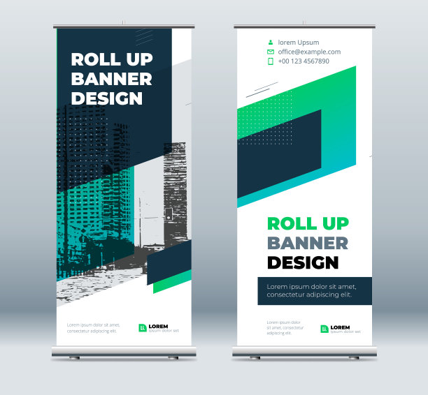 绿色商业卷起来旗帜抽象卷起来图片下载