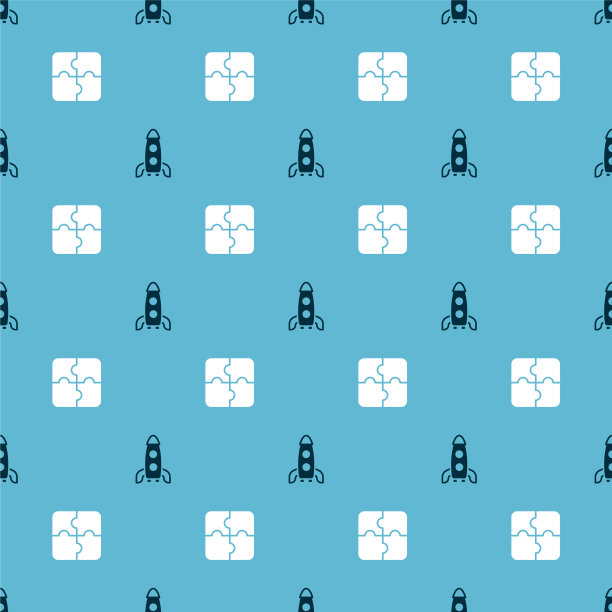 无缝设置火箭船和拼图图片下载