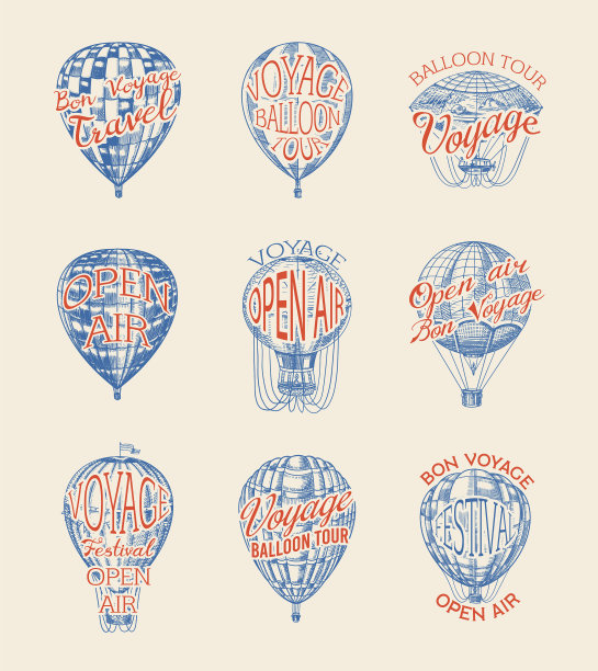 复古的热气球徽章让人复古图片下载