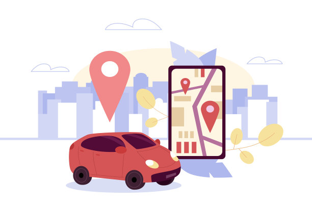 汽车和手机在城市的背景图片下载