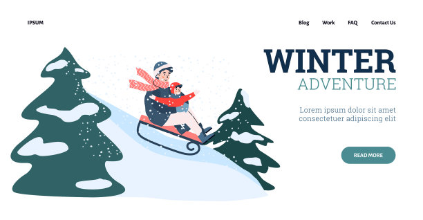 父母和孩子在冬天的雪滑滑梯图片下载