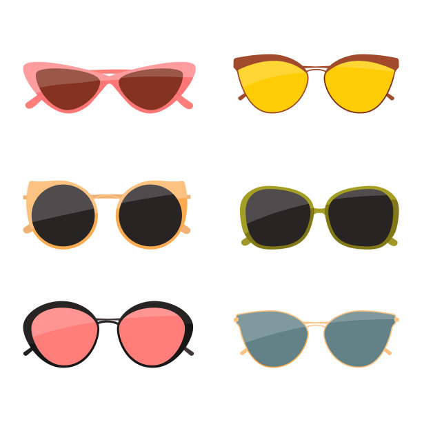 设置女性太阳镜孤立在一个白色图片下载