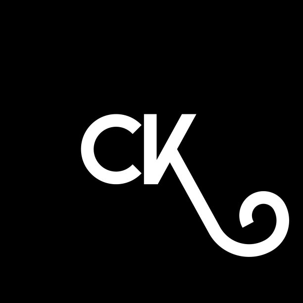 Ck字母标志设计在黑色背景Ck上图片下载
