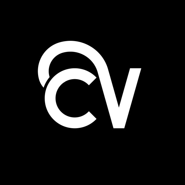 黑色背景上的CV字母Logo设计图片下载