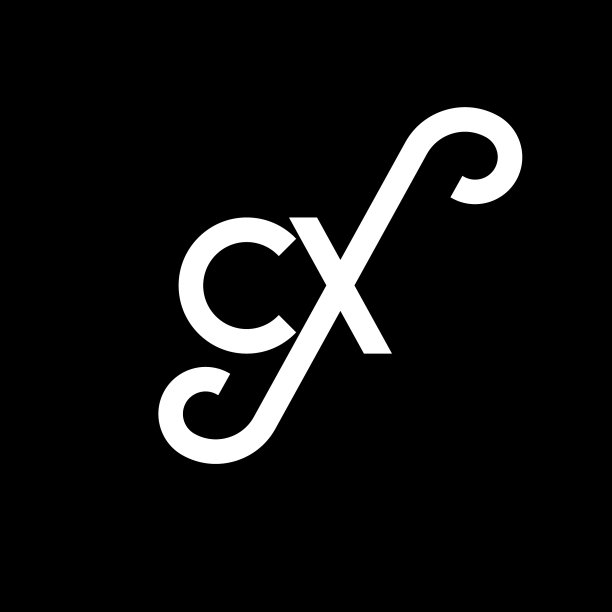 黑色背景上的CX字母标志设计图片下载
