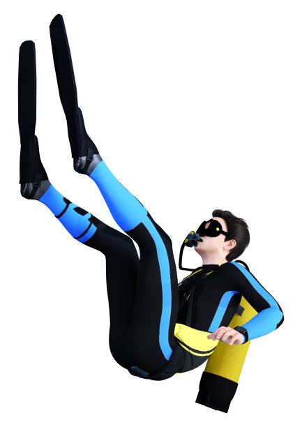 3D插图男性潜水员在白色图片下载
