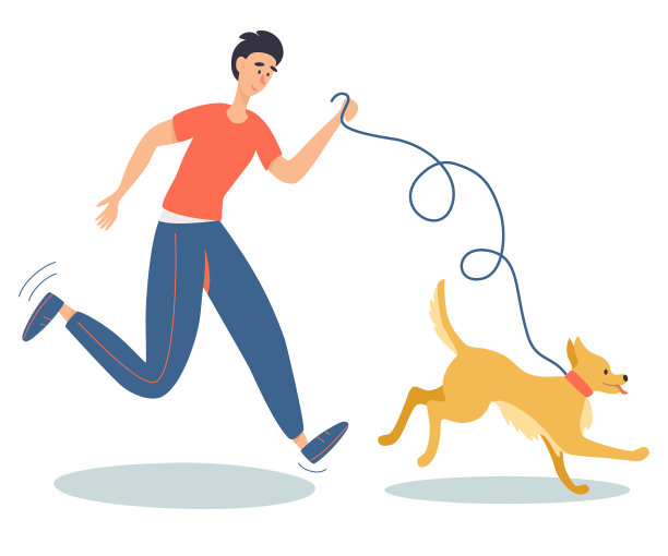 快乐的年轻人与狗在户外人类图片下载