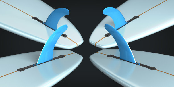 肩并肩和相反的冲浪板在不同的颜色- 3d插图图片下载