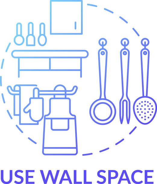 使用墙壁空间蓝色渐变概念图标图片下载