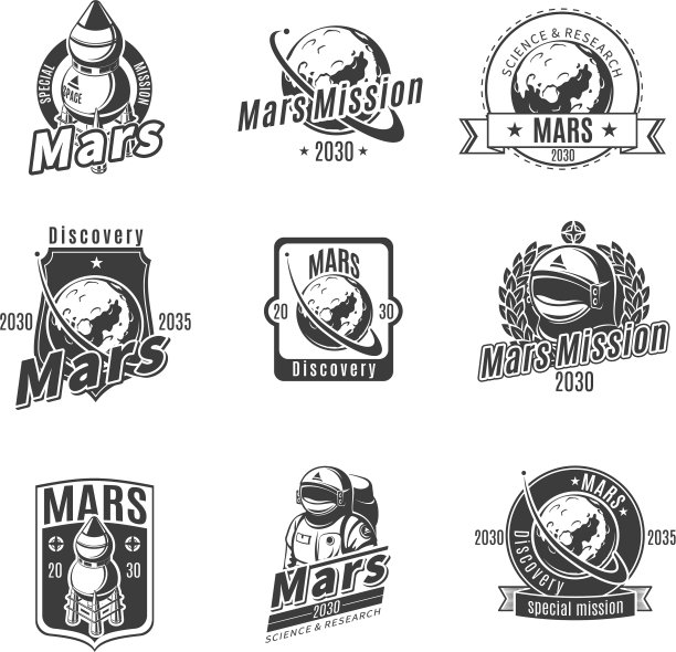 复古单色火星研究标签集图片下载