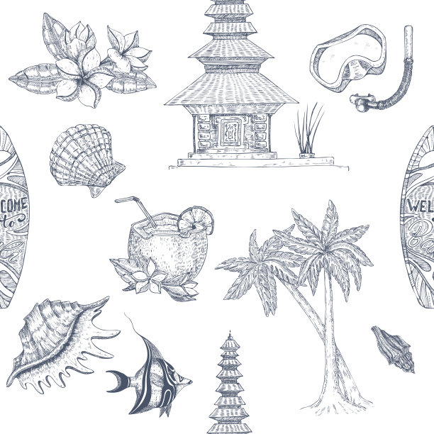 巴厘手绘图案图片下载