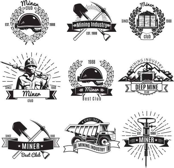 矿业复古标志图片下载