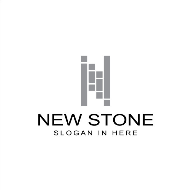 瓷砖和石头形状的n字母标志图标图片下载