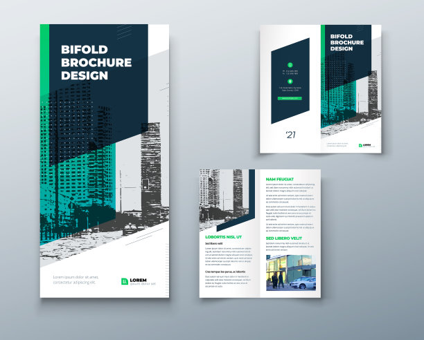 双折宣传册或传单设计与圆形图片下载
