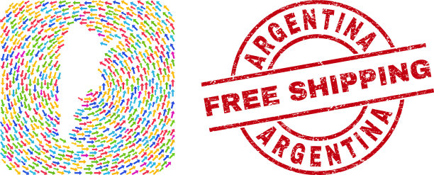免费运输垃圾邮票印章和阿根廷地图图片下载