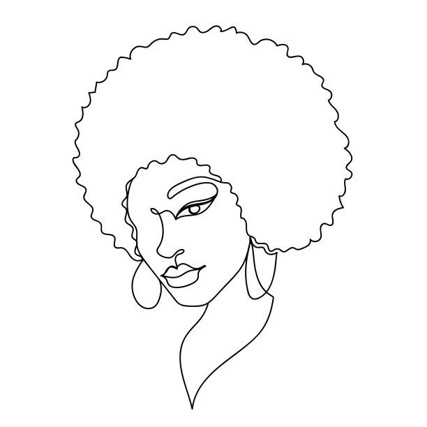 在白色皮肤上有抽象形体的美国黑人妇女图片下载