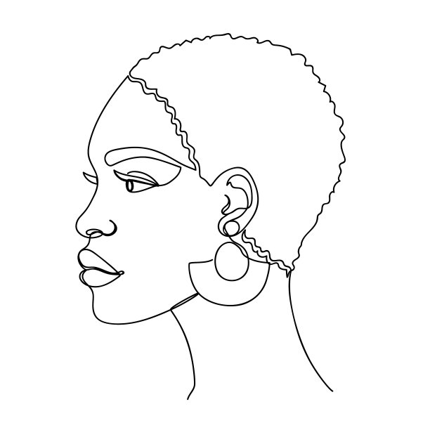 在白色皮肤上有抽象形体的美国黑人妇女图片下载