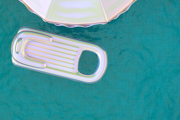 游泳池上的充气筏，夏季假日概念，彩虹色图片下载