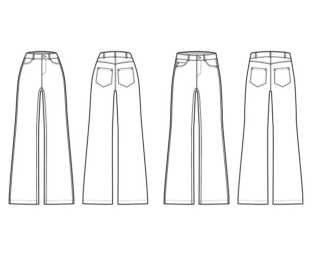设置牛仔裤宽腿牛仔裤技术图片下载