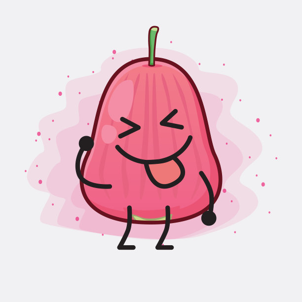 爪哇苹果水果可爱的性格与简单的脸图片下载