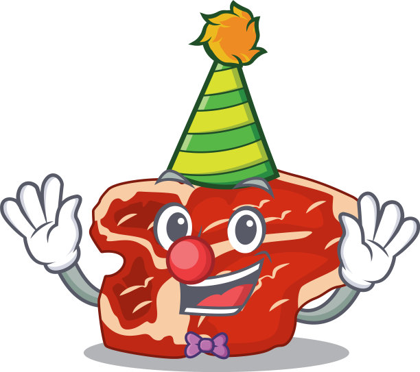 友好的小丑t骨卡通吉祥物设计图片下载