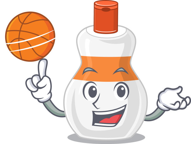 一个运动身体润肤膏卡通与篮球图片下载