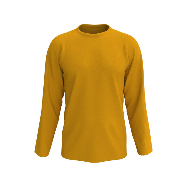 男人的黄色长袖t恤模型在前视图图片下载