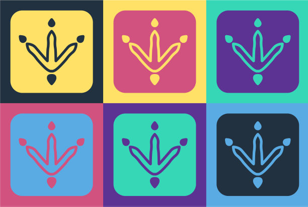 波普艺术鸡爪脚印图标孤立上图片下载