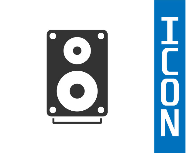 灰色立体声扬声器图标孤立在白色图片下载