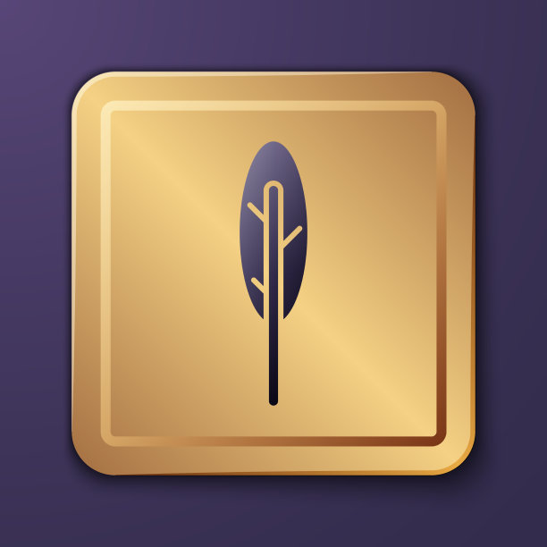 紫色羽毛笔图标孤立在紫色图片下载