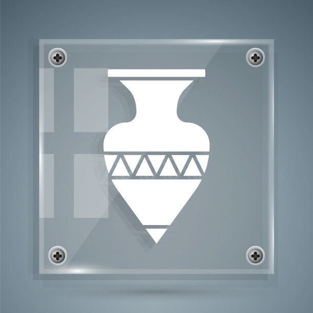 白色古代双耳瓶图标孤立在灰色图片下载