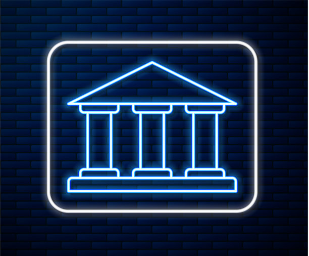 霓虹灯线博物馆建筑图标孤立图片下载