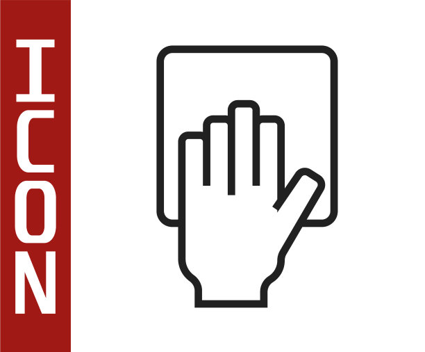 黑线清洁服务图标隔离在白色上图片下载