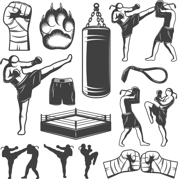 泰拳单色元素图片下载