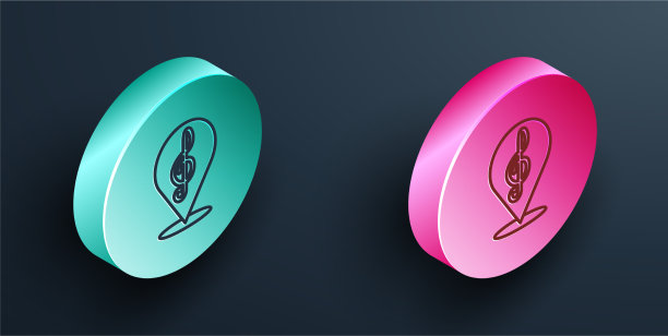 等距线高音谱号图标孤立在黑色图片下载