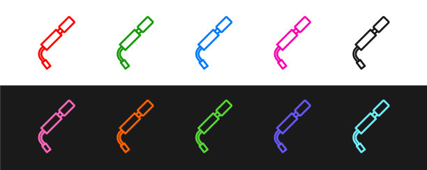设置线自行车气泵图标隔离在黑色图片下载