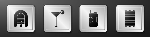 设置漂流船马提尼玻璃和汽水罐图片下载