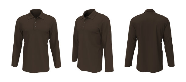 空白领口衬衫模型在前面，侧面和背面的观点图片下载