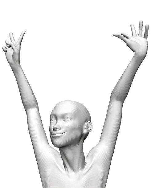 快乐女孩举手女孩模特孤立图片下载