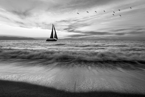 日落帆船灵感景观图片下载