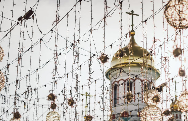 莫斯科。2021年5月，俄罗斯:市中心Nikolskaya街的装饰。图片下载