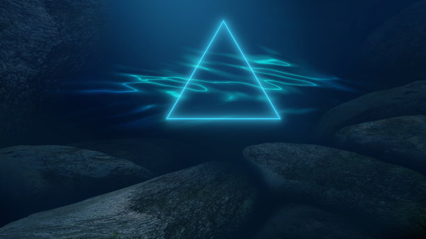 海水深，海底深，阳光透过水，水下的世界，黑暗的海的背景。水下的岩石和石头。海砂。三维渲染图片下载