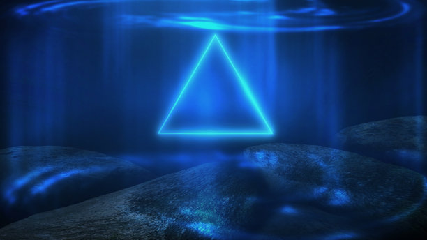 海水深，海底深，阳光透过水，水下的世界，黑暗的海的背景。水下的岩石和石头。海砂。三维渲染图片下载