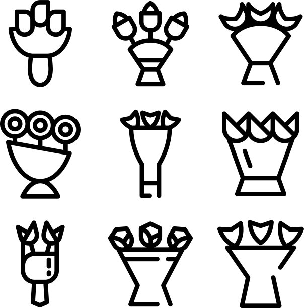 花束图标或标志孤立标志符号图片下载