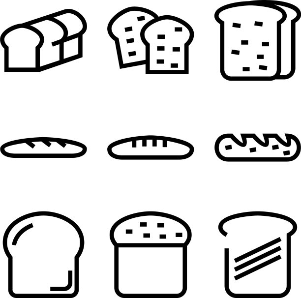 面包图标或标志孤立标志符号图片下载