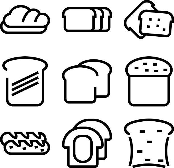 面包图标或标志孤立标志符号图片下载