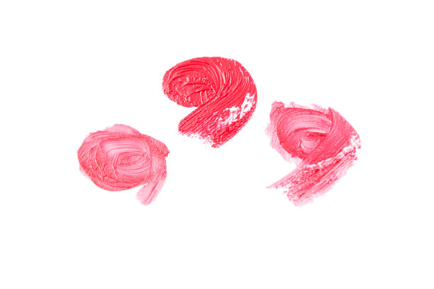收集各种涂抹口红纹理油漆的白色背景。图片下载