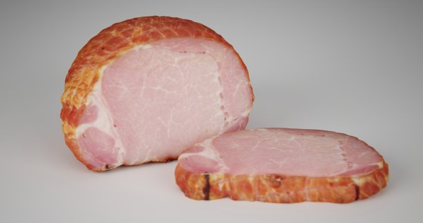 白盘子上的煮猪肉片。肉分离图片下载