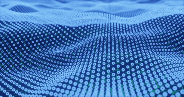 摘要波背景。连接蓝点结构。多边形抽象背景。丛概念艺术图片下载