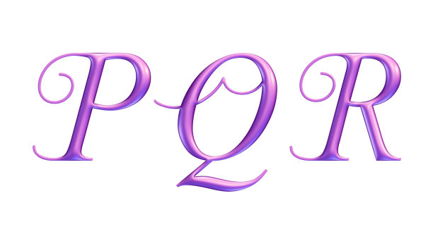 3d字母表，粉色字母P Q R, 3d插图图片下载